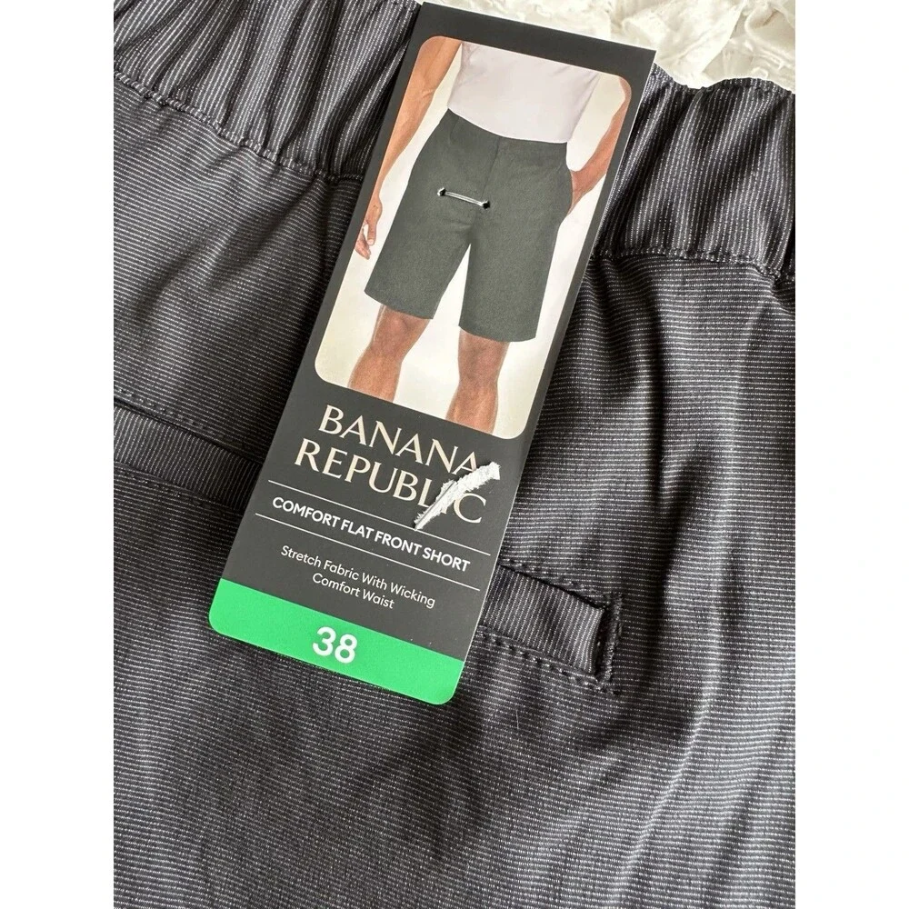 Banana Republic Men’s Shorts 38 Flat Front Stretch Performance Golf Black NWT